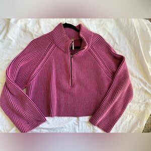 Free People Magenta Ribbed Turtleneck Sweater